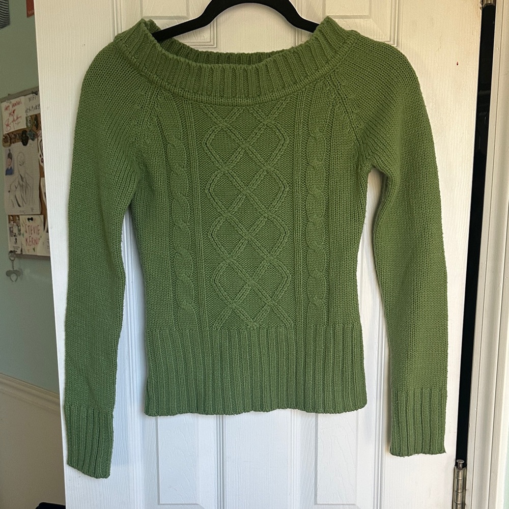 Vintage 579 Green Cable Knit Women's Sweater